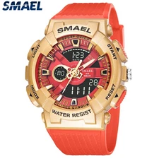 SMAEL Student Sport Watch Red Strap Digital LED Wristwatch Men Alarm Stopwatch
