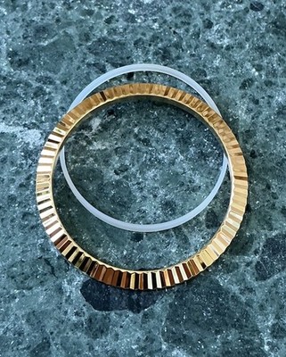 Premium Fluted Bezel w Gasket For 41mm Rolex Datejust 126300 126333 126334 Gold