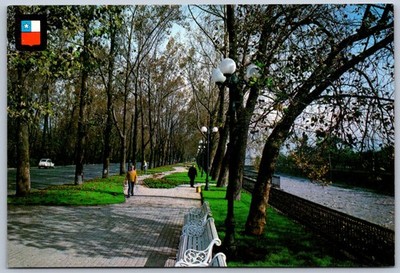 Vintage Santiago Chile Parque Forestal y Río Mapocho Postcard by Manuel Julio