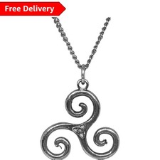 Elegant Celtic Triskele Pendant Necklace in Polished Pewter - 2.4cm Gift