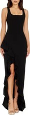 Dress The Population Black Charlene Ruffle Gown Size Medium 198