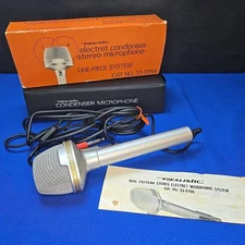 Vintage Realistic Electret Condenser Stereo Microphone 33-919A With Case. Works