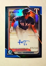 Pablo Guerrero 2024 1st Bowman Chrome AUTO BLUE REFRACTOR 075/150 Rangers RC O6