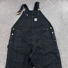 Carhartt Bib Overalls Men 48x28 Black Unlined Duck Canvas Double Knee 102776-001