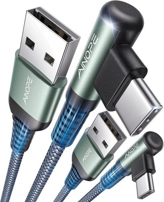 AINOPE USB-C-Kabel, 3,1 A, Schnellladung, 1 m + 1 m, USB-Typ-C-Kabel,