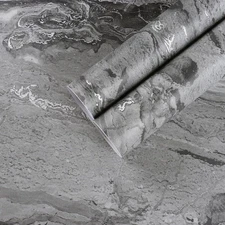 CHIHUT Self Adhesive Dark Grey Marble Contact Paper Peel and Stick 17.7”x100?