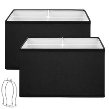 Black Lamp Shades Set of 2, Large Rectangle Lampshades Replacement,