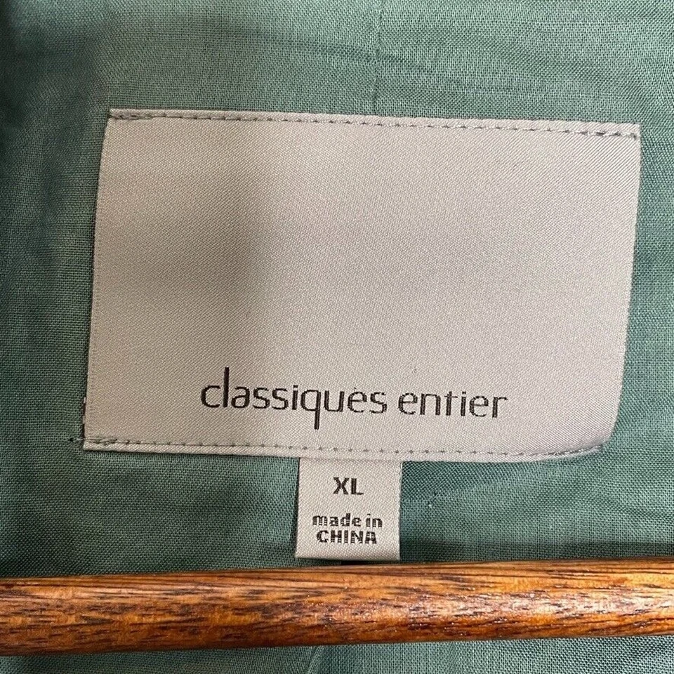 Blazer Classiques Entier Verde Mezcla de Seda Plisado En Capas Frontal Corbata Cinturón XL Foto 3 de 4