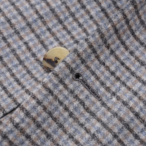 d'Avenza Gray and Blue Check Wool-Cashmere Sport Coat with Suede Details 48R - Picture 7 of 12