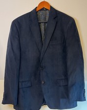 Lauren Ralph Lauren Mens Sport Coat 40R Blue Velour Paisley Lined