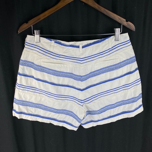 J. McLaughlin Santorini Portofino Jacquard Shorts White / Blue Striped Sz 8 $128 - Picture 5 of 9