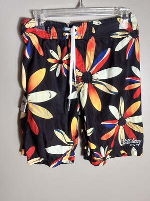 Billabong Board Shorts Mens Size 29 Black Surf Floral Swim Trunks Recycler 