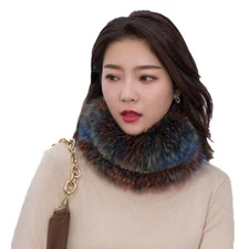 Women Real Fox Fur Scarf Headband Winter Warm Neckerchief Earmuffs High Elastic