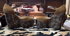 Jimmy Choo London  Folly  Platform Wedges In Python Snakeskin Suede