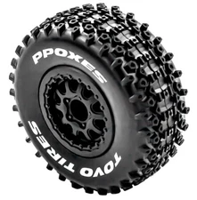 1/10 Short Course RC Off-Road Tires & Wheels 12mm Traxxas Slash Rustler Set of 4