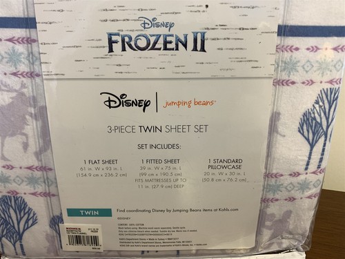 Disney Frozen 2 Jumping Beans Twin Flannel Sheet Set, Super Soft, Brand New! - Picture 3 of 3