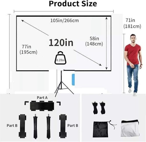 Towond Projector Screen with Stand - 150", 120", 100" Sizes Available INTL Ship - Zdjęcie 18 z 18