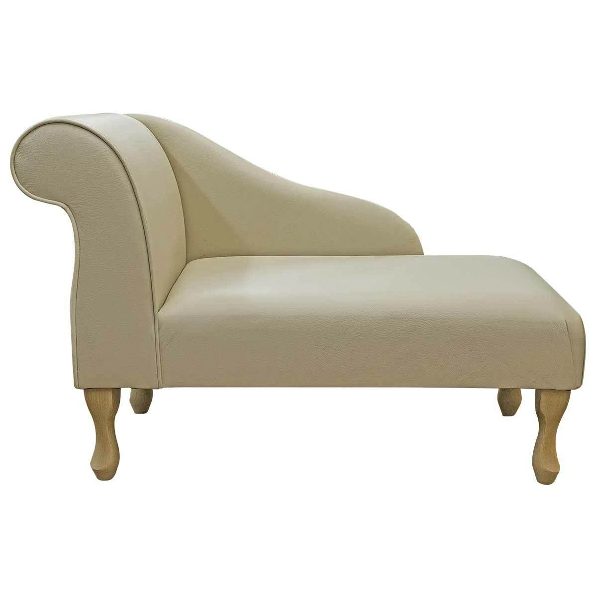 Cream Genuine Leather Chaise Longue Sofa Chair Small Handmade in
