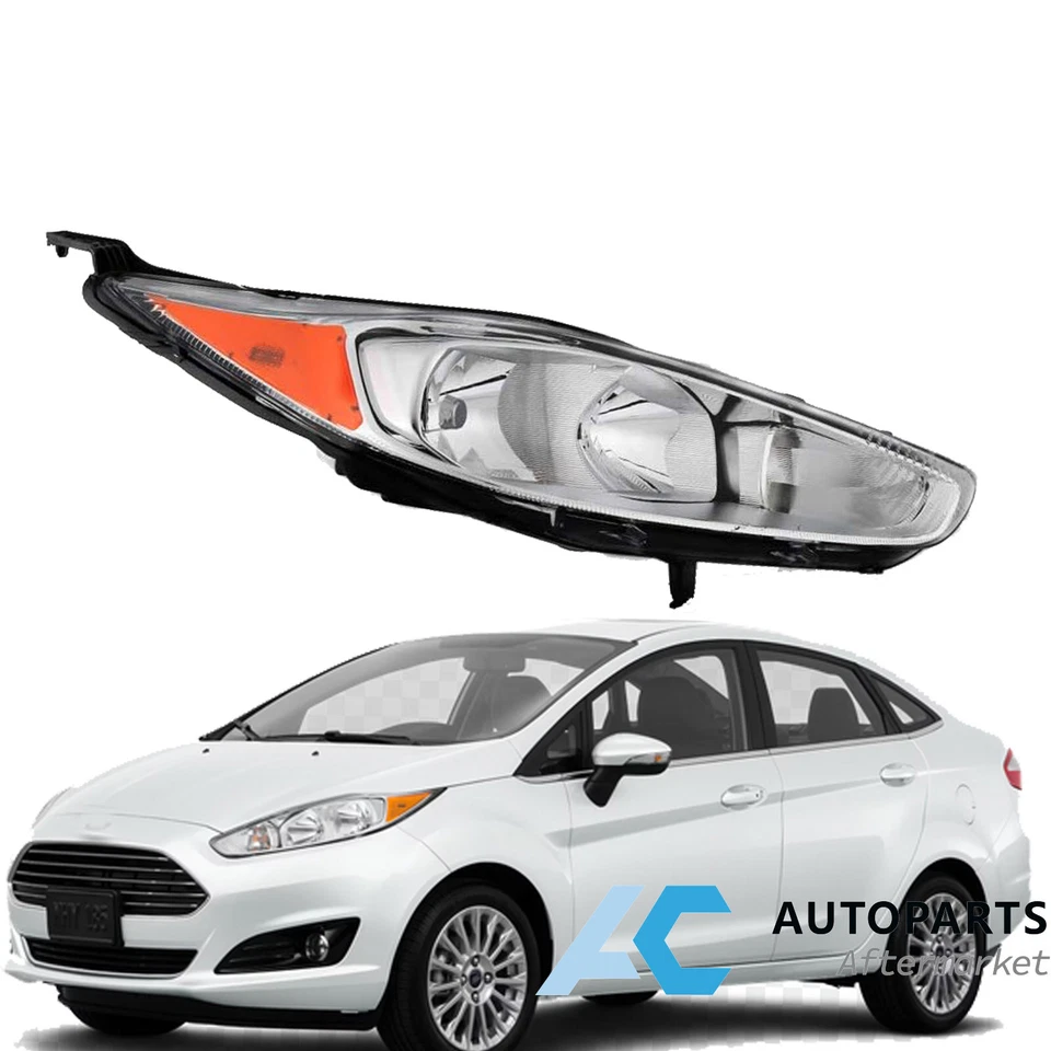 For 2014-2019 Ford Fiesta Headlights Headlamp Assembly Pair Left Right Chrome - Imagem 3 de 4