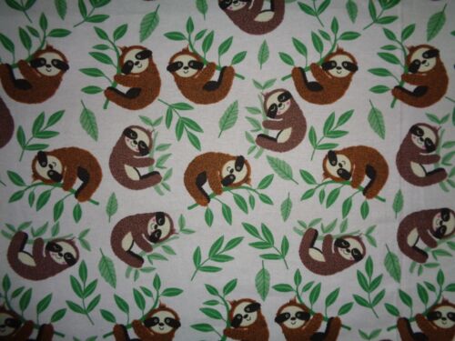 Handcrafted white flannel crib sheet with green vines and brown SLOTH REDUCED! - Picture 2 of 2