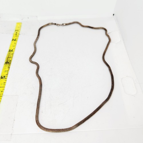 Vintage 18k White Gold Electroplated Mesh Net Snake Tube Chain Necklace 23" - Picture 2 of 5