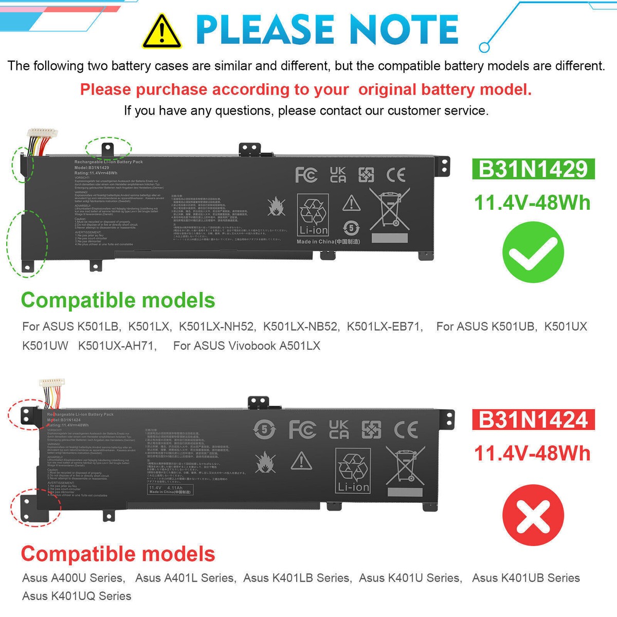 LMDTK New B31N1429 Laptop Battery For Asus A501L A501LX A501LB5200