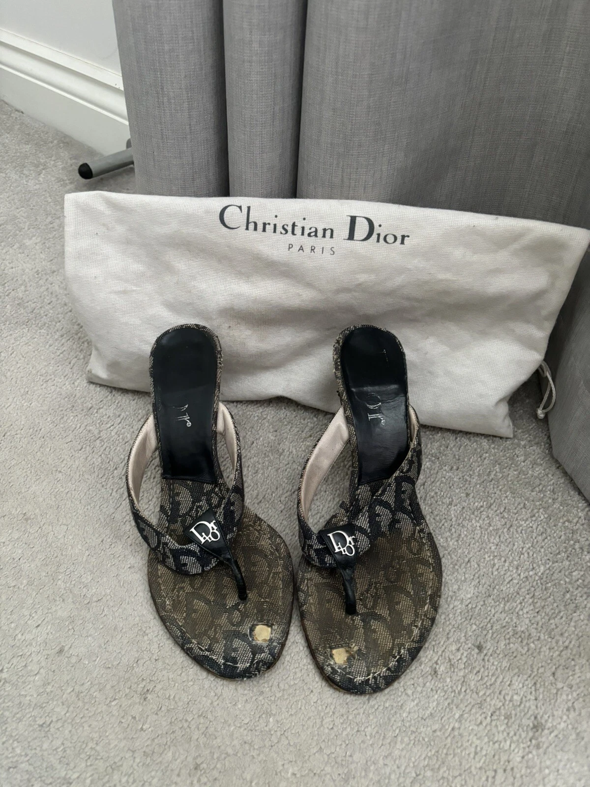 Sandales Dior toile oblique, taille 38, authentique
