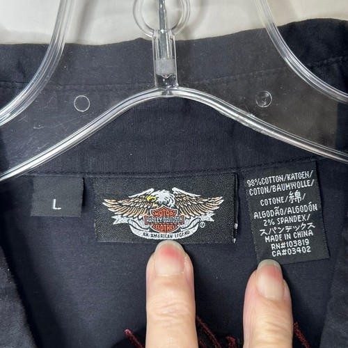 Harley Davidson Women's Top sz Lg Berry & Black Short Sleeve Embroidered Logo - Picture 10 of 11