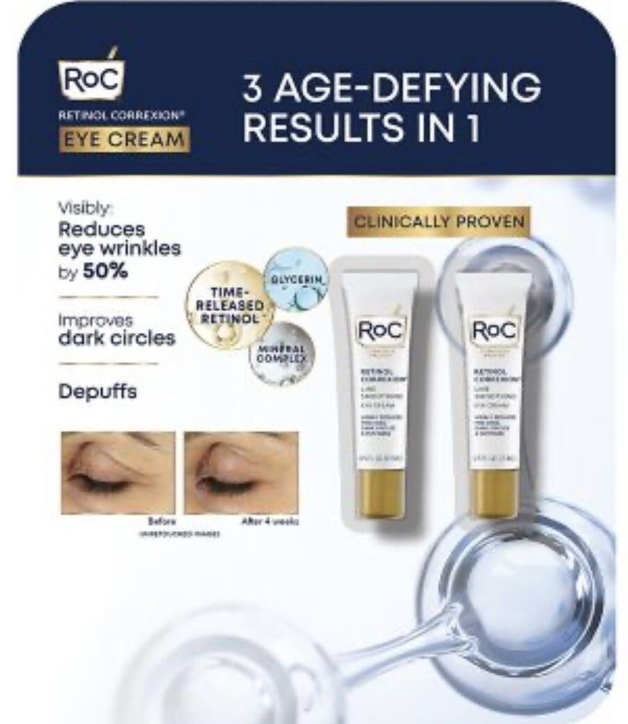 RoC Retinol Correxion Eye Cream BRAND NEW PACKAGE (2 pack, 0.5 FL.OZ each)