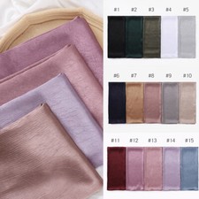 Muslim Satin Scarves Solid Colors Soft Women Headscarves Shawls Head Wraps New