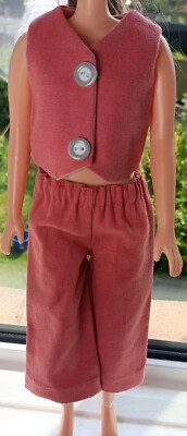 REDUZIERT: Stoffpuppenkleid, pfirsichrosa Weste + Hose, Glitzerpuppe Glitzerez