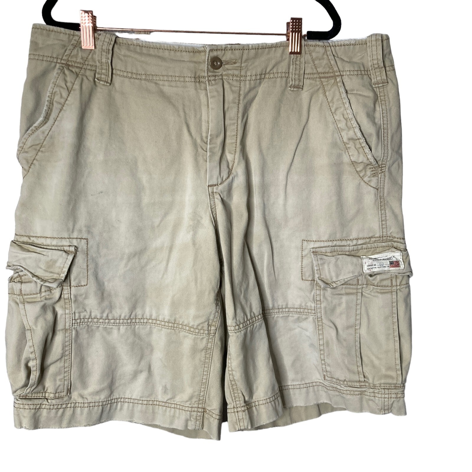Denim & Supply Ralph Lauren Bermuda Cargo Shorts Mens 36 Khaki thumbnail 8