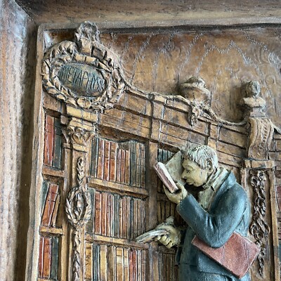 アンリ(ANRI)社製/木彫額刻/CARLSPITZWEG VINTAGE ANRI ITALY 3D RELIEF WOOD CARVING CARL SPITZWEG 1808