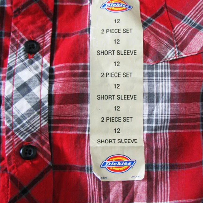 Camisa Dickies Talla: Niños 12 Todo Algodón a Cuadros con Logo de Cabeza de Metal en la Espalda Foto 3 de 4