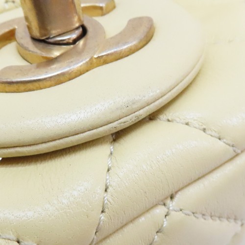 CHANEL Mini Pearl Crush Flap Shoulder Bag Yellow Quilted Lambskin Leather - Picture 15 of 17