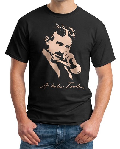 NICOLA TESLA T-SHIRT - genialer Erfinder / futuristischer Ingenieur - farbiges Herren-T-Shirt - Bild 9 von 25