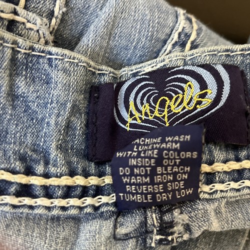 Angels Jeans Womens 12 Blue Denim Capri Distressed Ramie Blend Flap Pockets - Picture 13 of 14