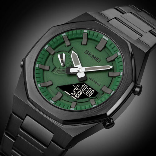 Mens Classic Analog&Digital Stainless Steel Wrist Watch Alarm Male Stopwatch - Afbeelding 1 van 28