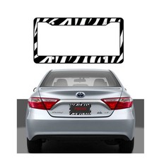 New White Zebra Print Car Truck Universal Fit License Plate Frame Made In Usa