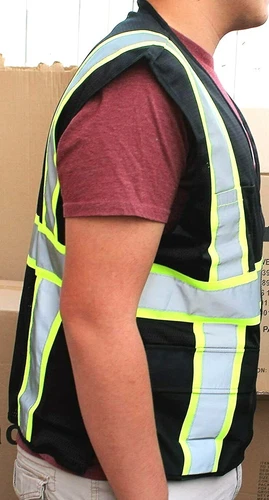 FX Two Tone HI-VIS Black Safety Vest with 4 Front Pocket (FXSV1001) image 5