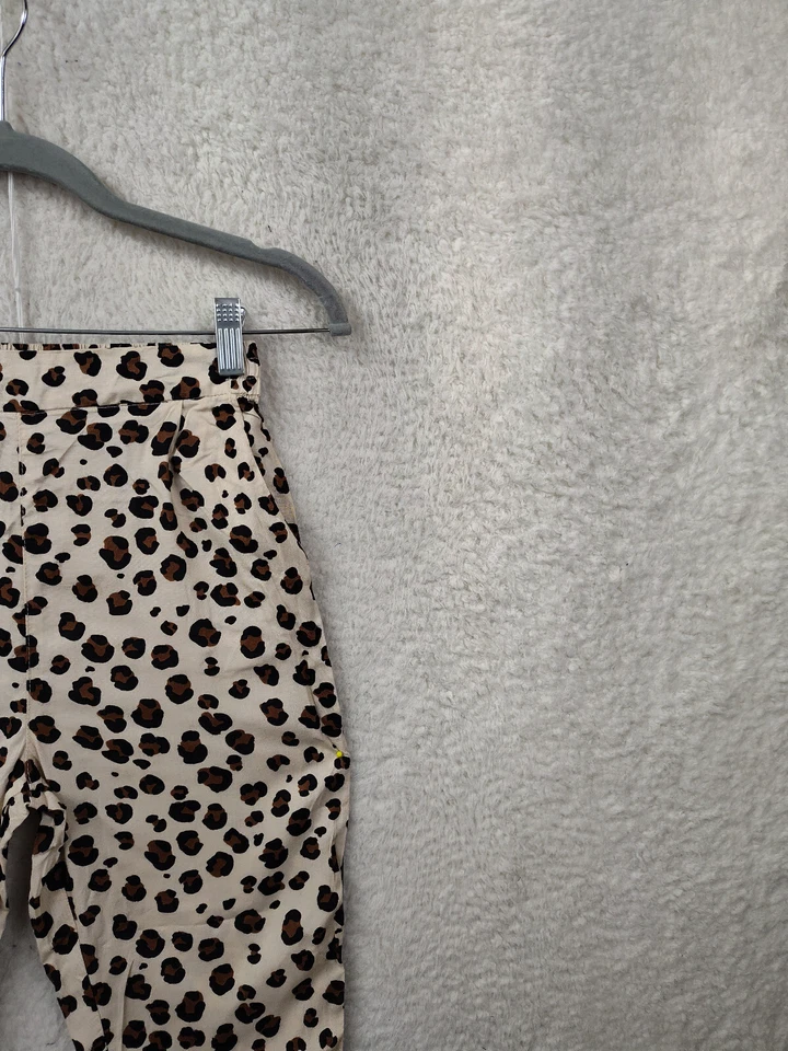 H M 女孩裤子 8-9 岁棕褐色动物印花 100% 粘胶直筒标准版型 — 第 3/4 张图片