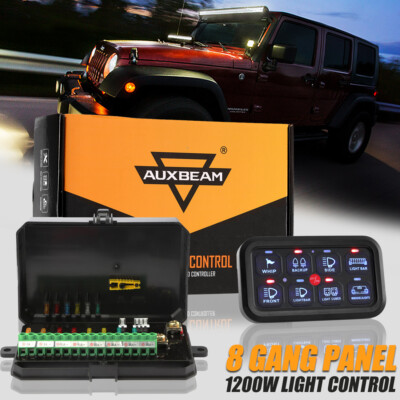 AUXBEAM 8 Gang LED Work Lights Relay Control Switch Panel Toggle Blue Backlit