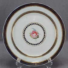 Derby Pattern 18 Hand Painted Pink Rose Cobalt & Gold 8 5/8 Inch Plate 1806-25