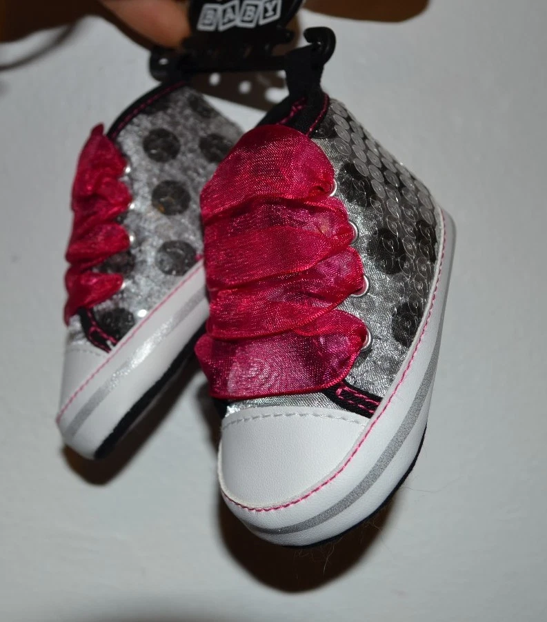 Zapatillas de Lunares con Secuencia Glamour Bebé Botines Rocker Encaje Cintas Foto 4 de 4