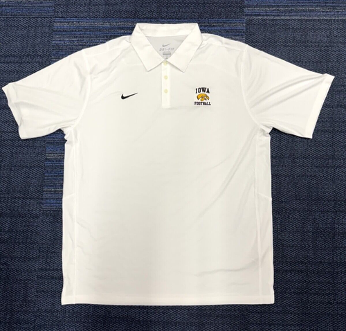 Nike Iowa Hawkeyes Football Men’s Golf Polo Shirt Dri Fit White 2XL or 3XL NEW! - Picture 10 of 16