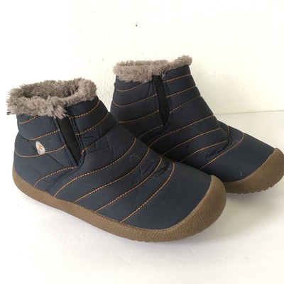men waterproof warm fur lining letter slip on ankle boots