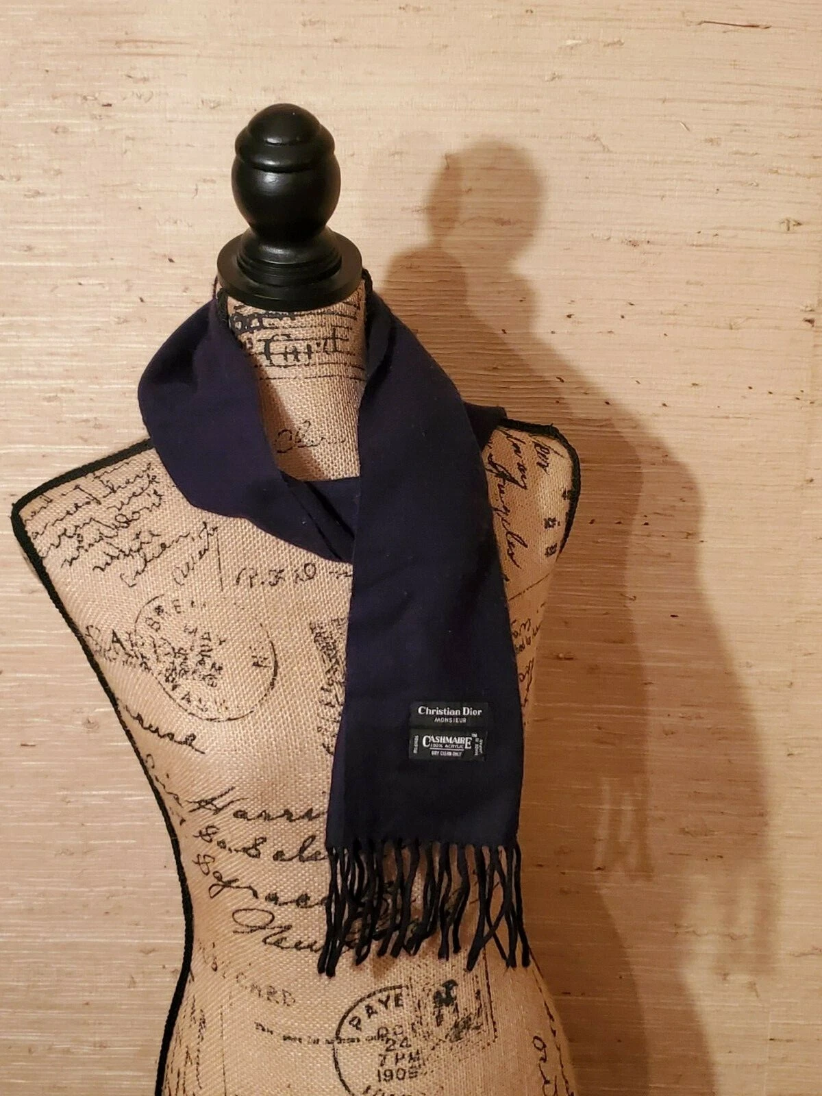 Christian Dior Vintage Monsieur Fringed Scarf Black