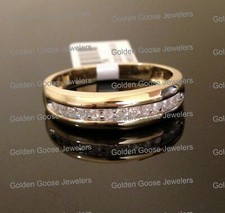 MENS 1/4ct DIAMONDS WEDDING BAND 10k Yellow GOLD Anniversary Ring Round Channel