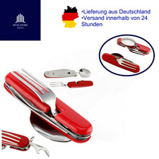 Campingbesteck EDELSTAHL teilbar 4in1 Messer Gabel L&ouml;ffel Flaschen&ouml;ffner Besteck
