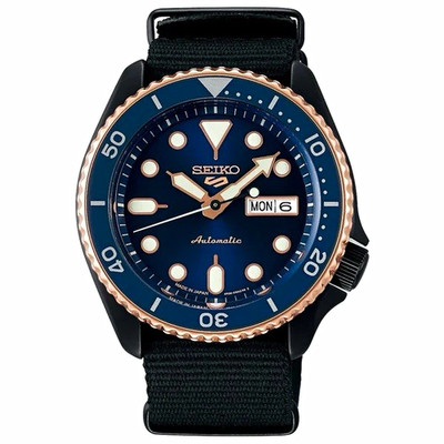 Seiko 5 Automatic Blue Dial Diver Day/Date Unidirectional Bezel Nylon Strap